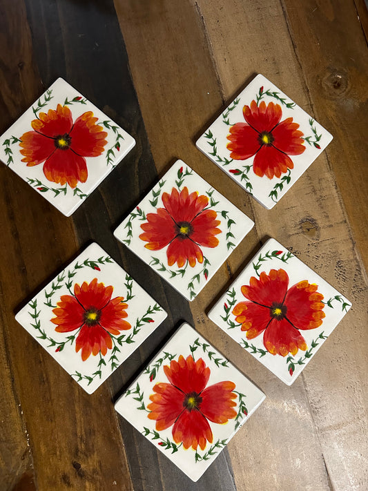 Wild Poppy Coasters (set of 6)